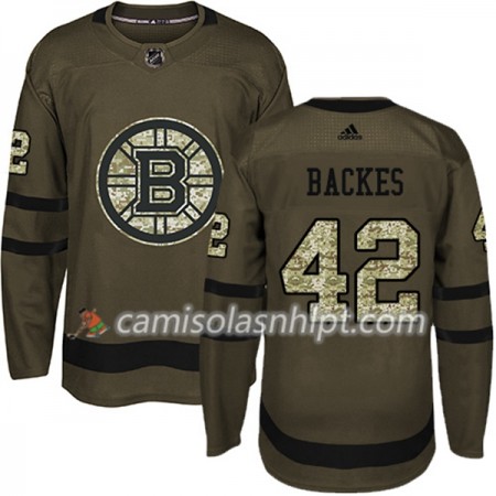 Camisola Boston Bruins David Backes 42 Adidas 2017-2018 Camo Verde Authentic - Homem